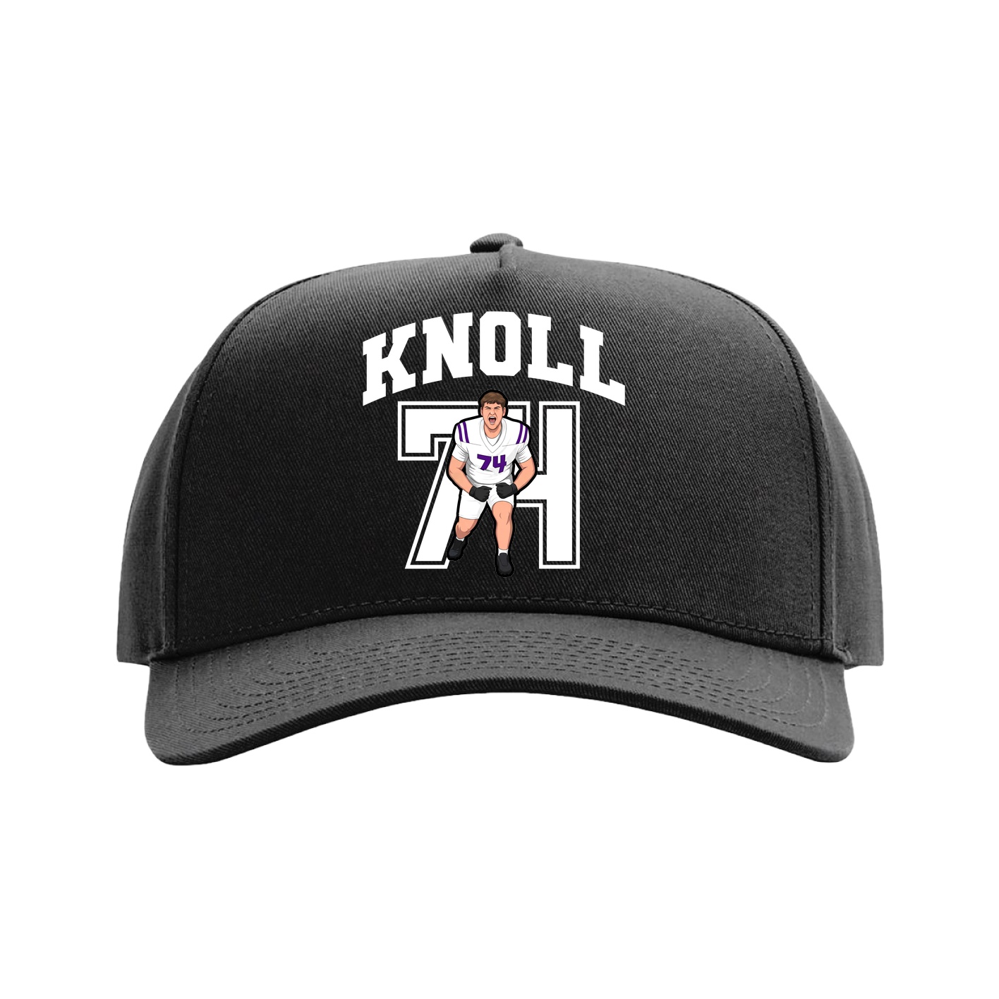 Full Fabric Five-Panel Champ Cap — Number in Black