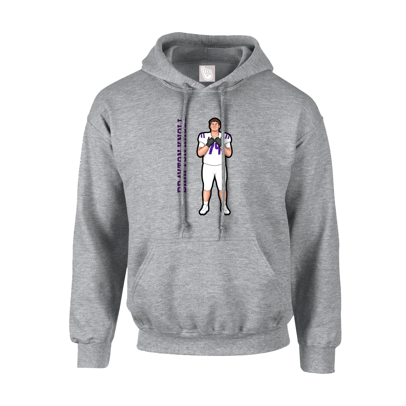 Youth Hoodie — Name Vertical in Grey
