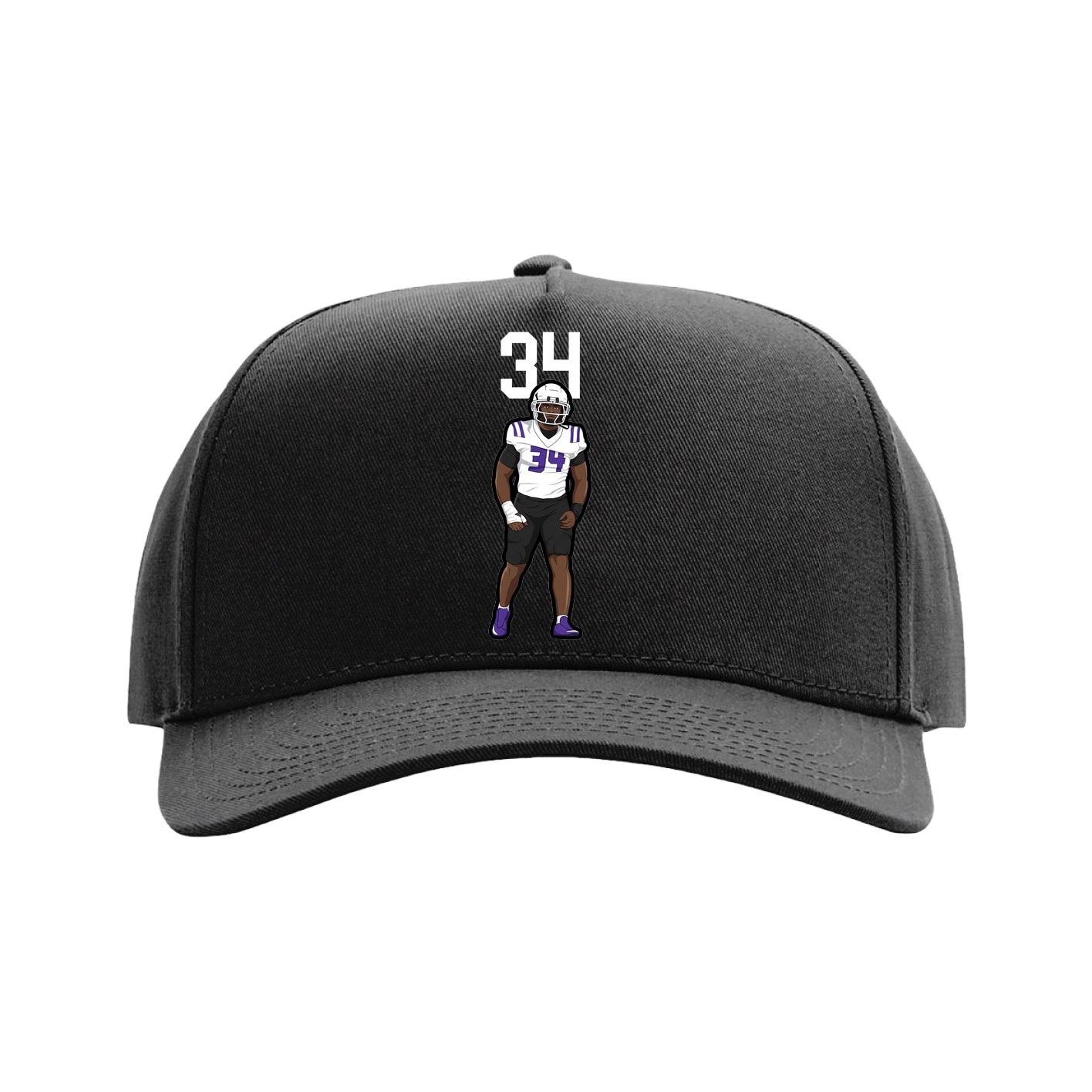 Full Fabric Five-Panel Champ Cap — Number Top in Black