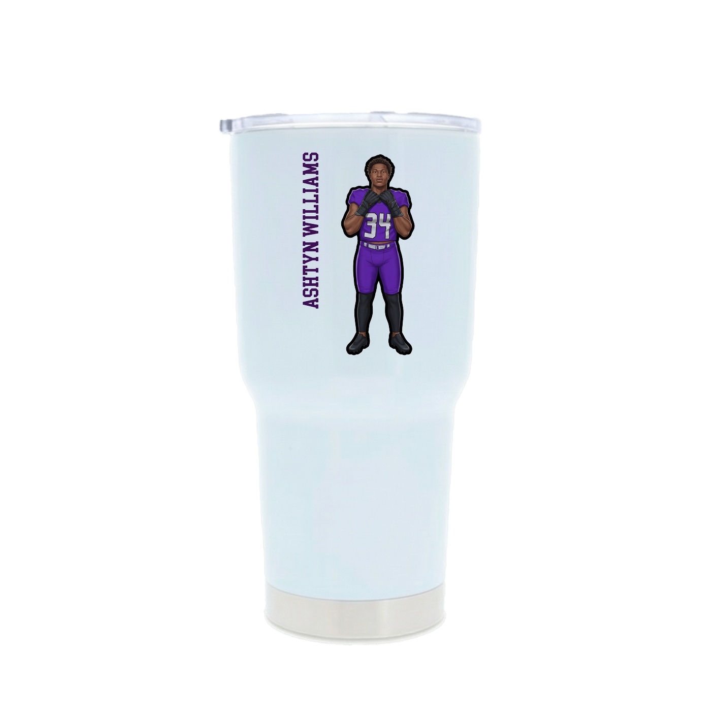 30oz Stainless Steel Tumbler — Name Vertical in White