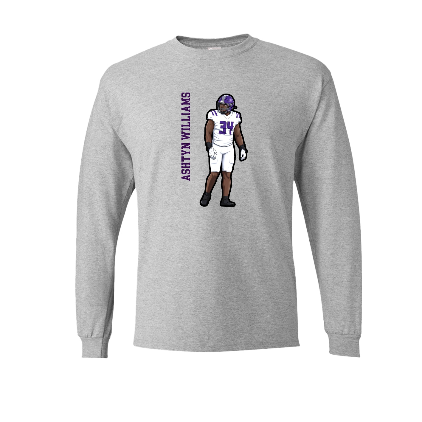 Long Sleeve Tee — Name Vertical in Grey