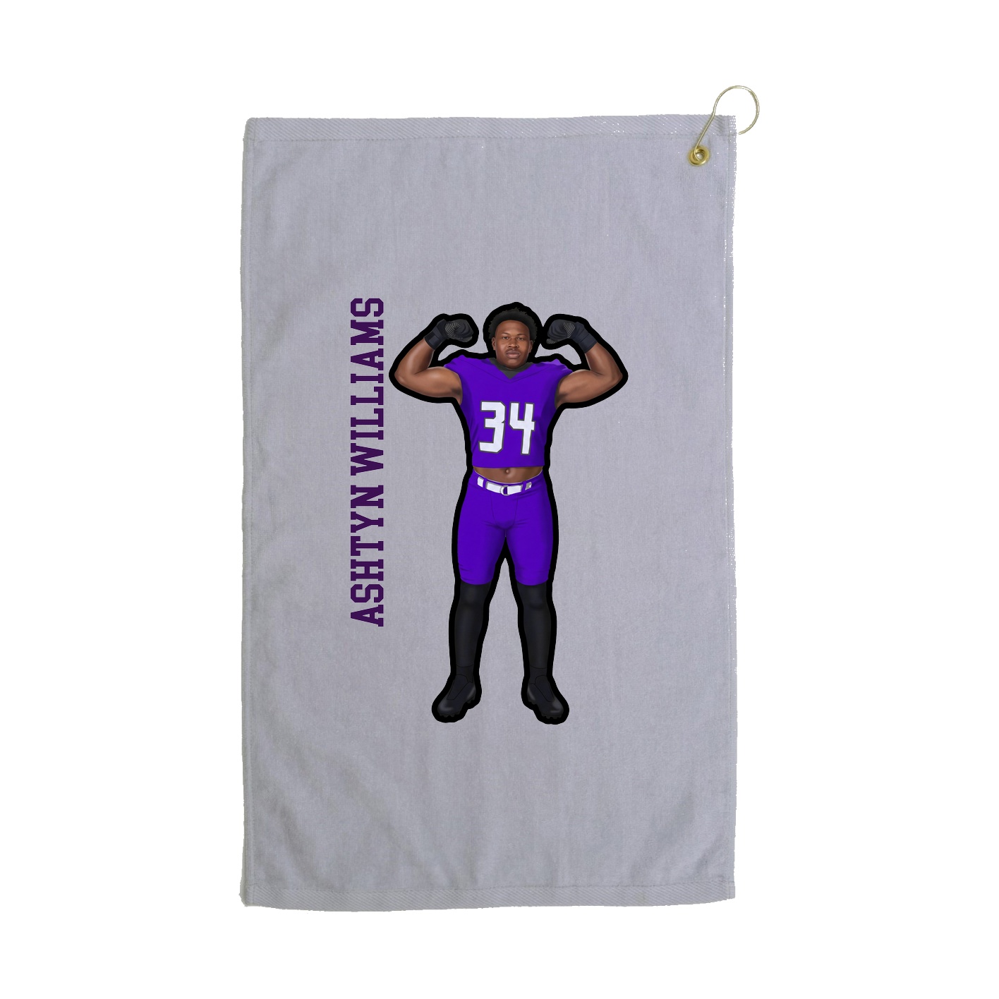 Golf Towel — Name Vertical in Grey