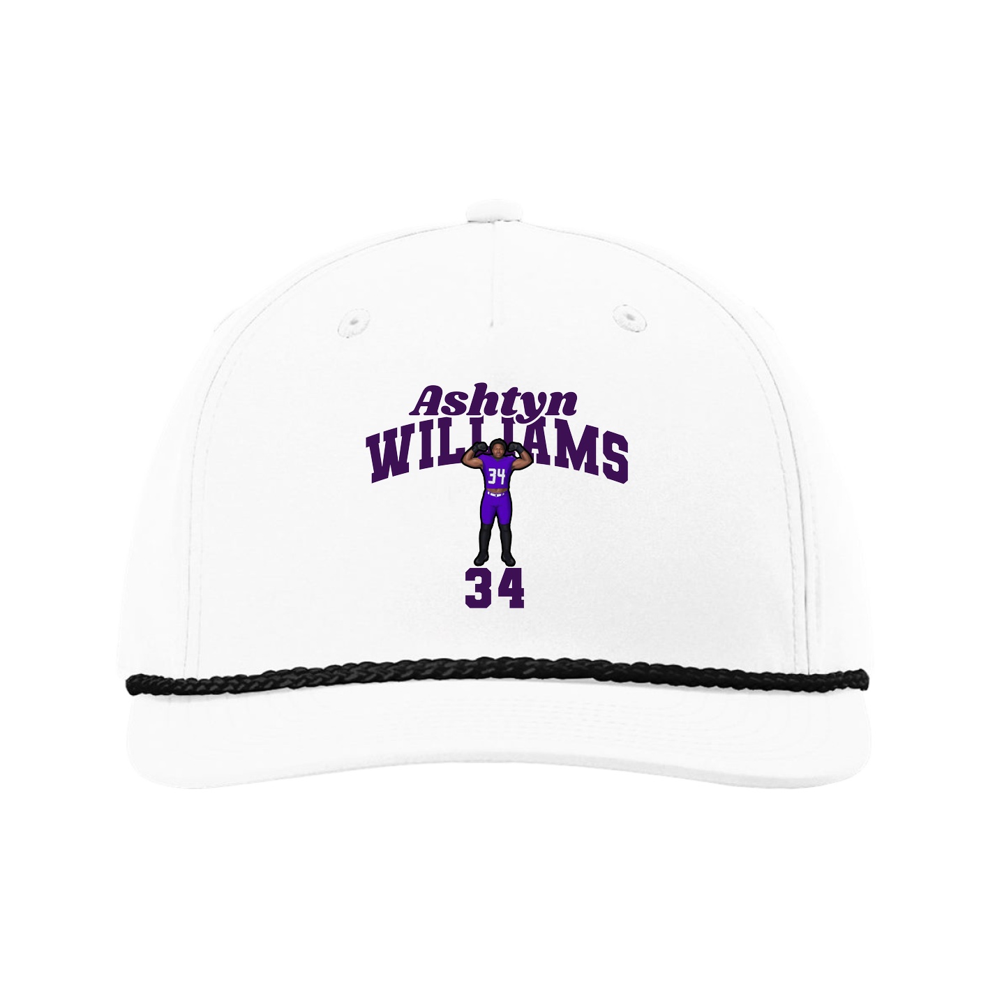 Five-Panel Classic Rope Cap — Signature Arch in White