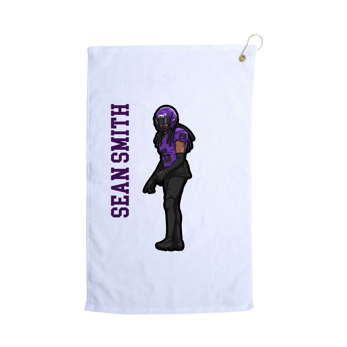 Golf Towel — Name Vertical in White