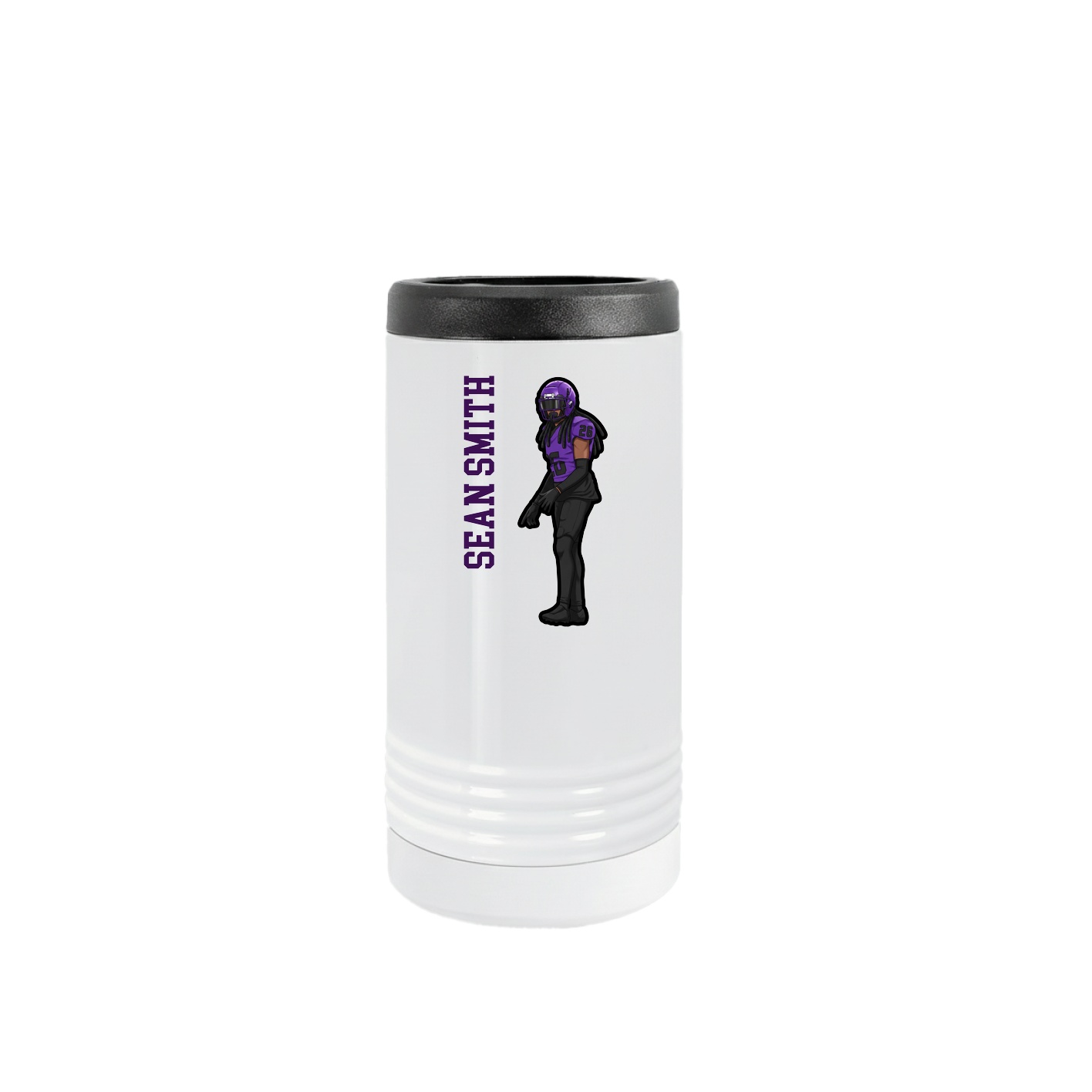 Slim Beverage Holder — Name Vertical in White
