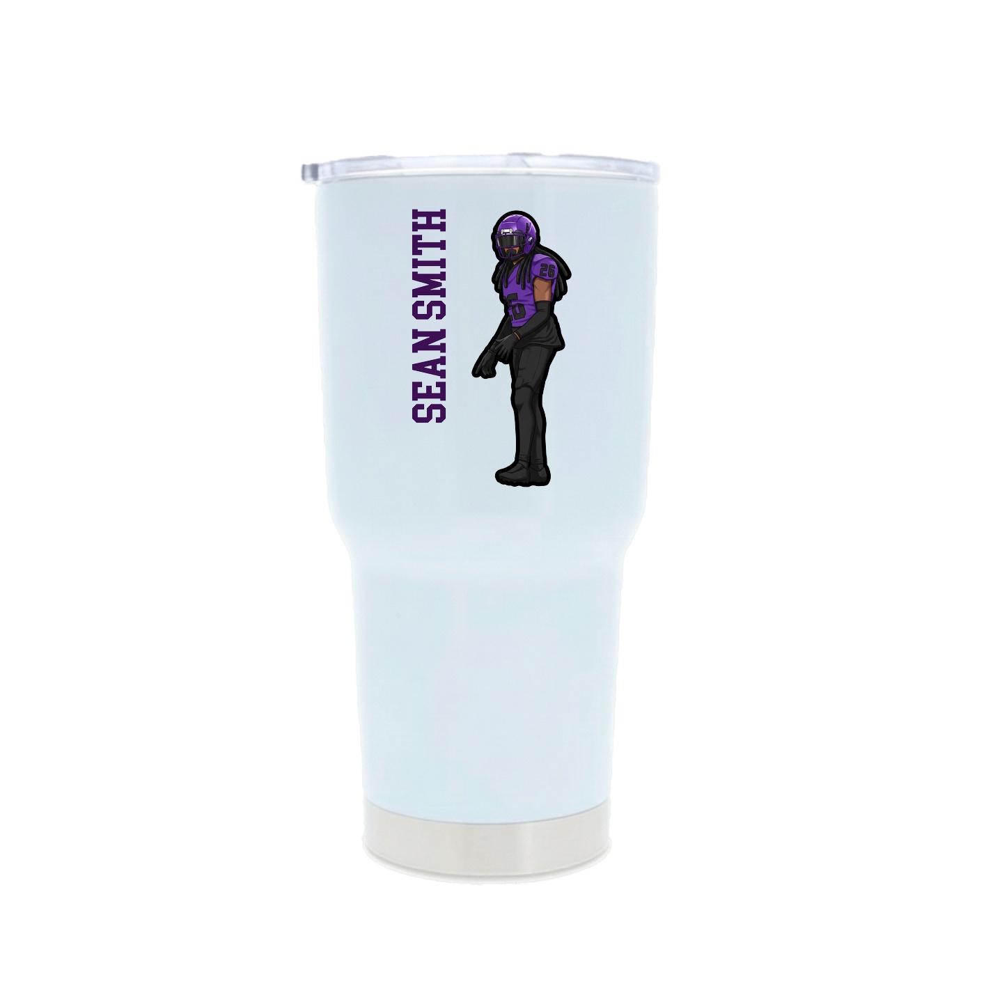 30oz Stainless Steel Tumbler — Name Vertical in White