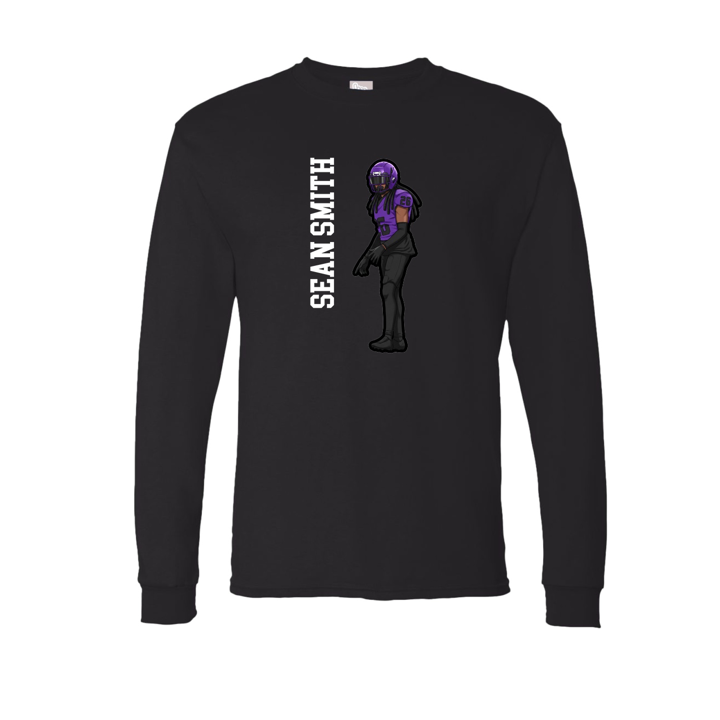Long Sleeve Tee — Name Vertical in Black
