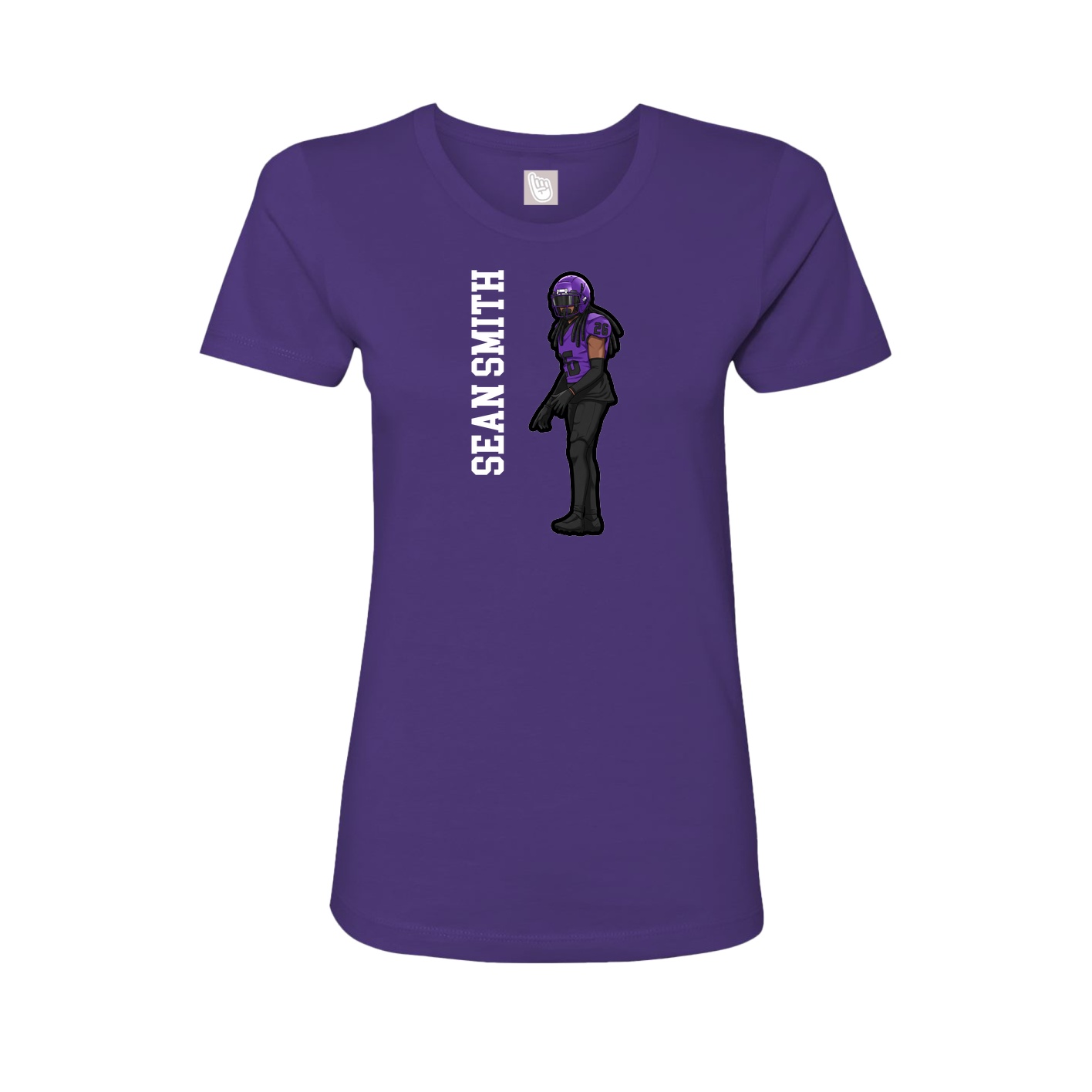 Fitted Women's Tee — Name Vertical in Purple
