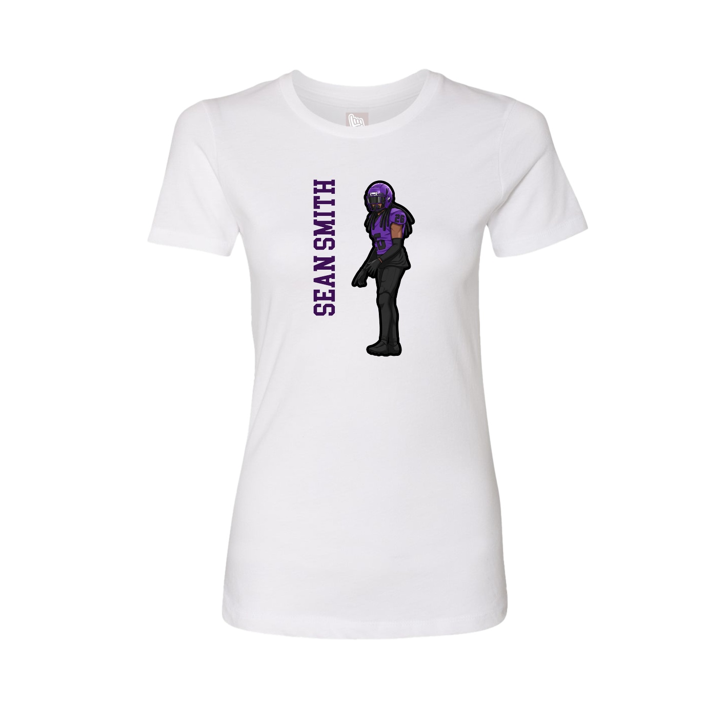 Fitted Women's Tee — Name Vertical in White