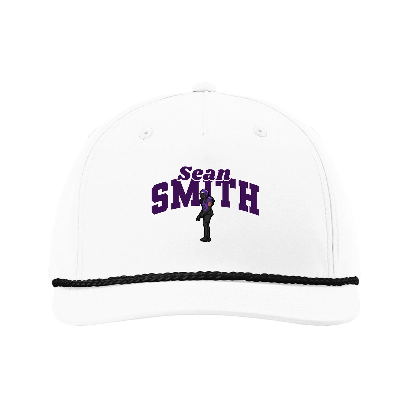 Five-Panel Classic Rope Cap — Signature Arch in White