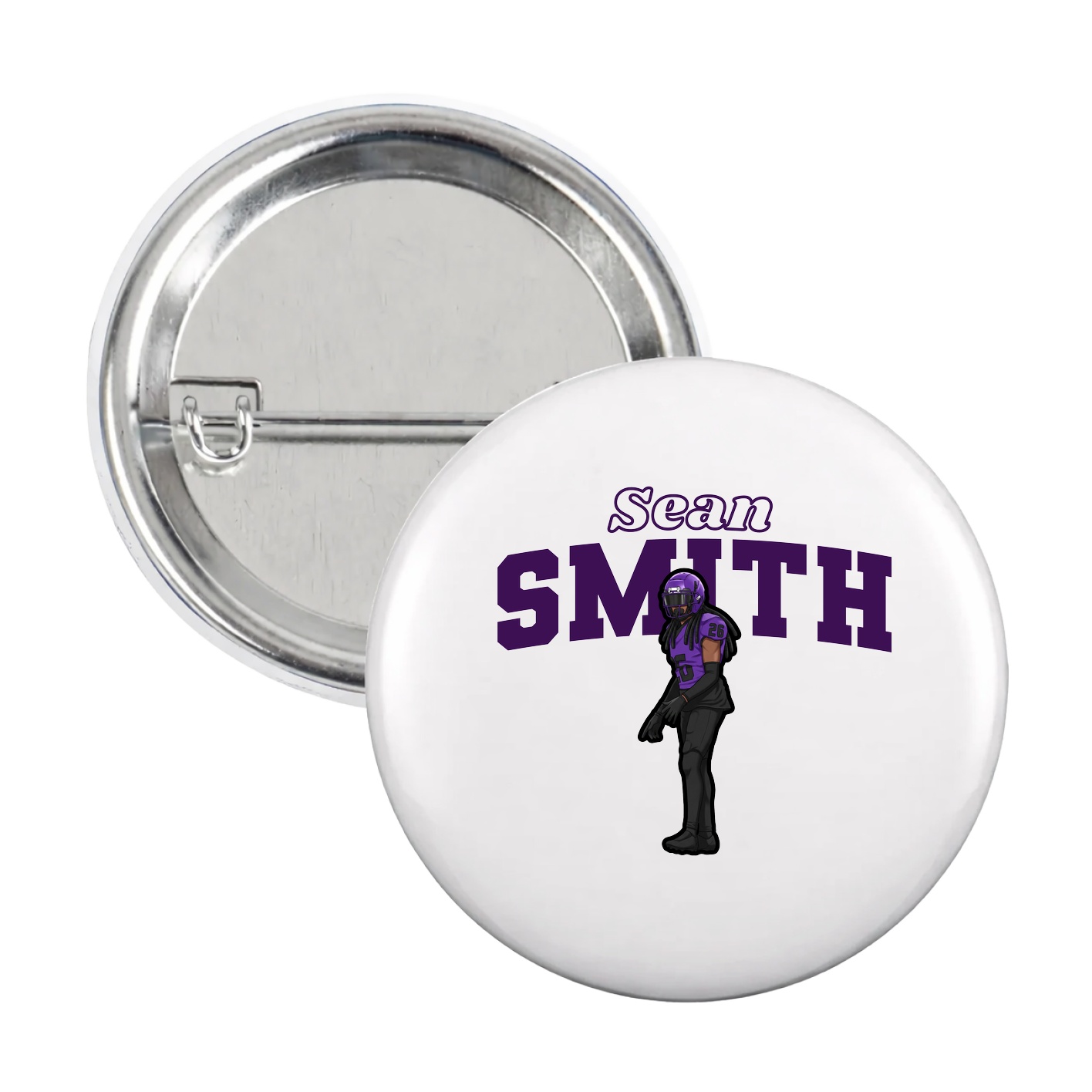 Game Day Button — Name Arch in White