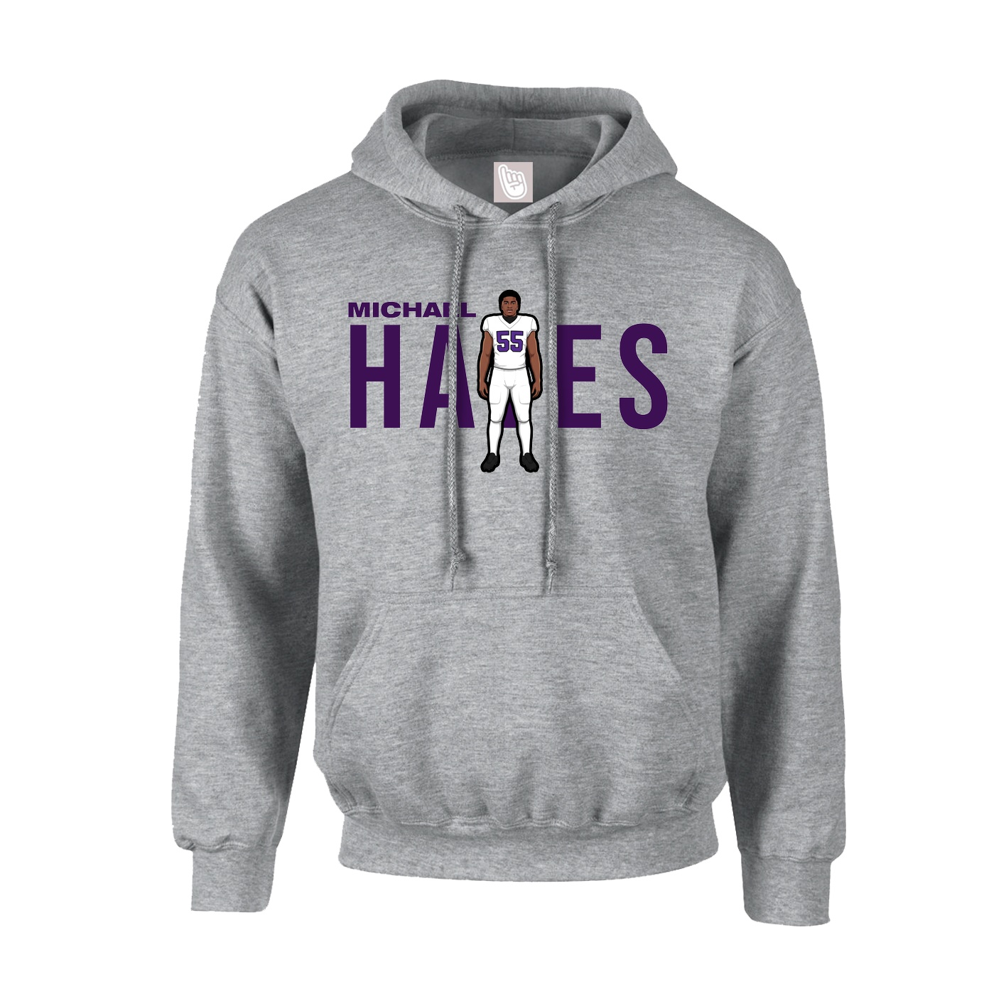 Youth Hoodie — Player Name in Grey