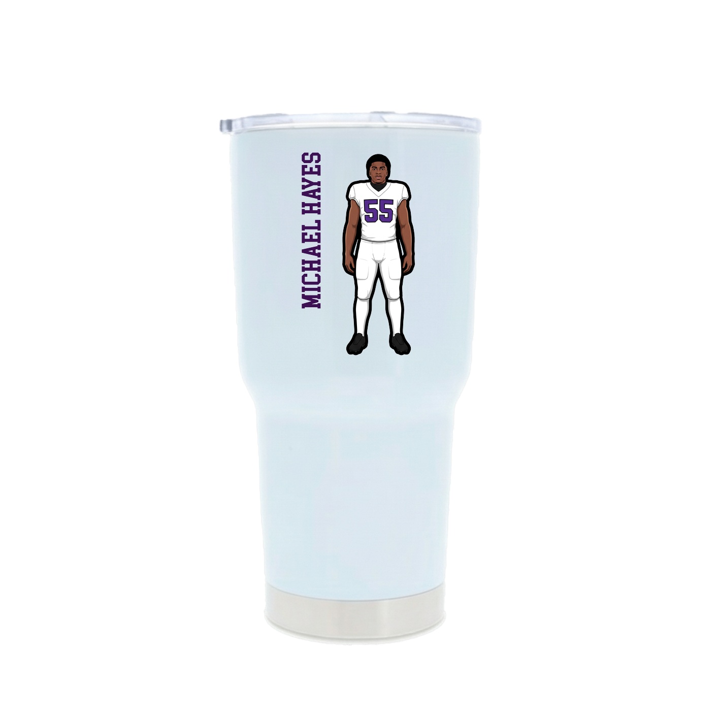 30oz Stainless Steel Tumbler — Name Vertical in White