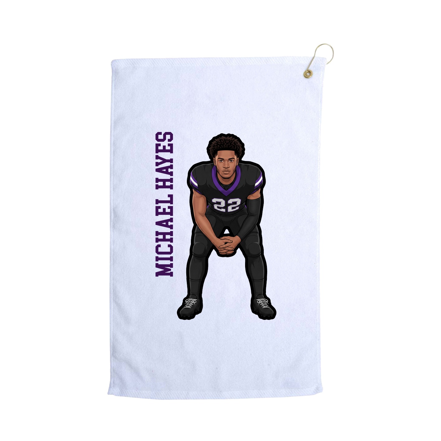 Golf Towel — Name Vertical in White
