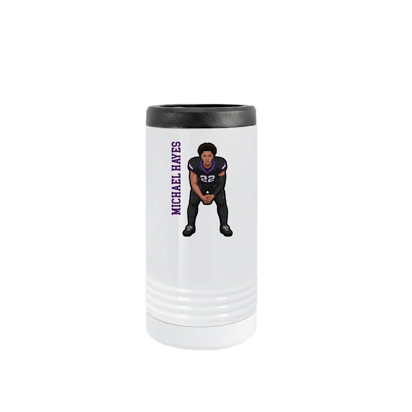 Slim Beverage Holder — Name Vertical in White
