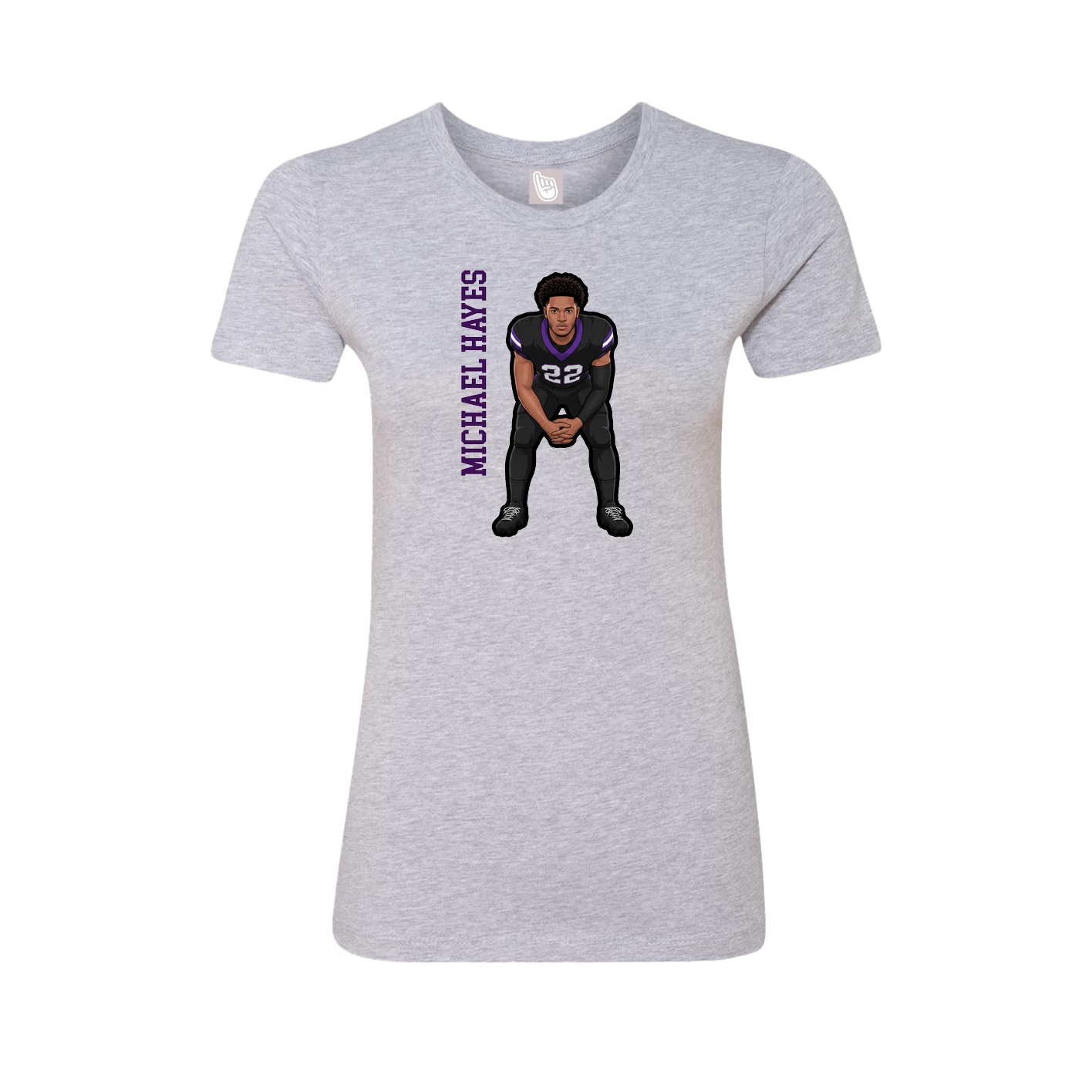 Fitted Women's Tee — Name Vertical in Grey