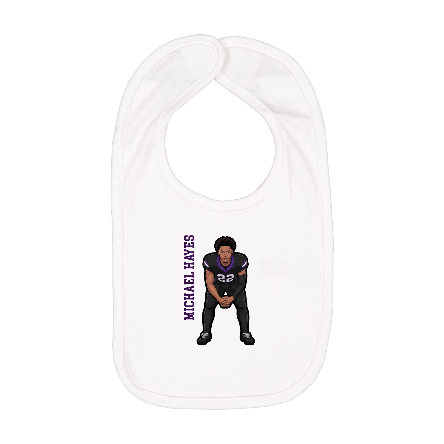 Infant Bib — Name Vertical in White