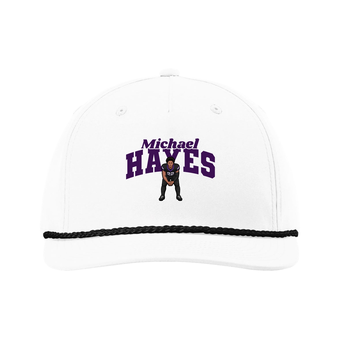 Five-Panel Classic Rope Cap — Signature Arch in White