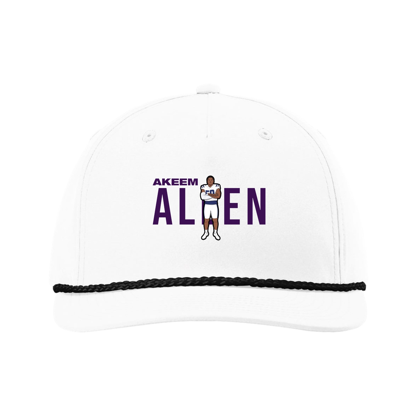 Five-Panel Classic Rope Cap — Player Name in White