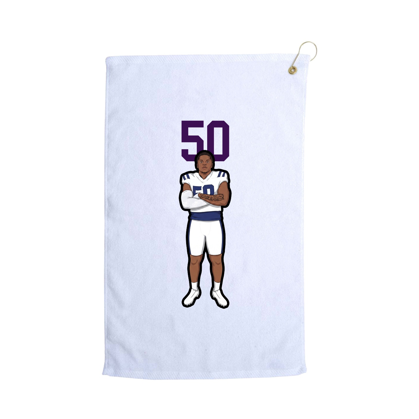 Golf Towel — Number Top in White