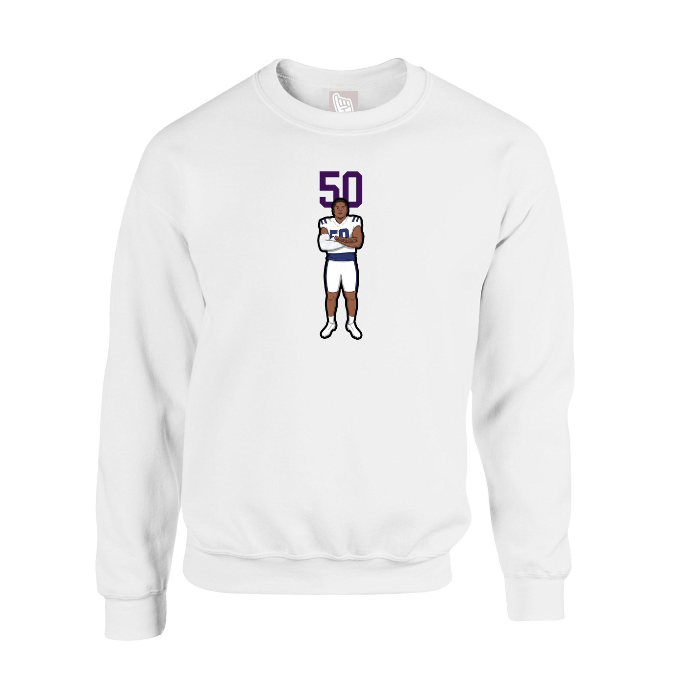 Fleece Crew — Number Top in White