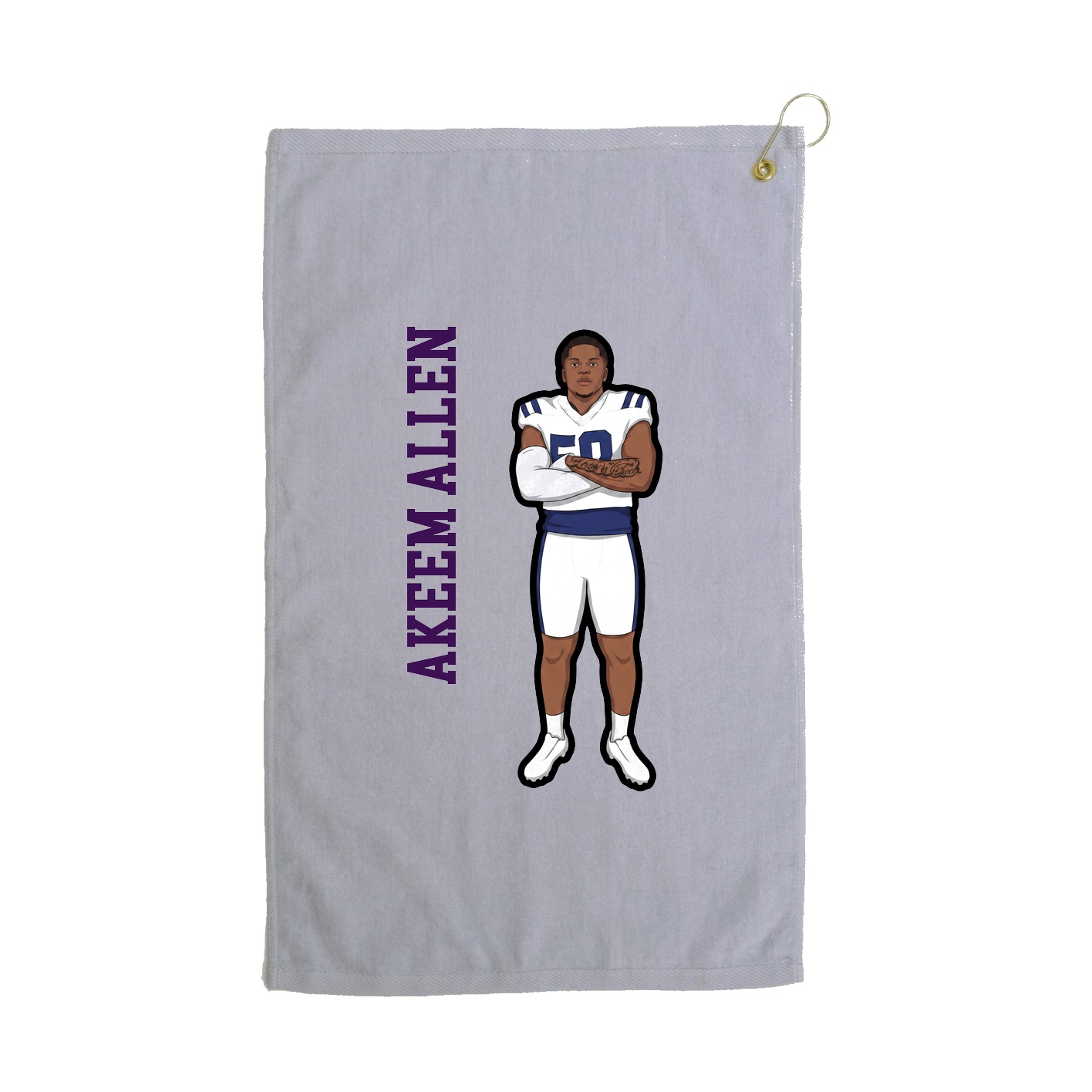 Golf Towel — Name Vertical in Grey