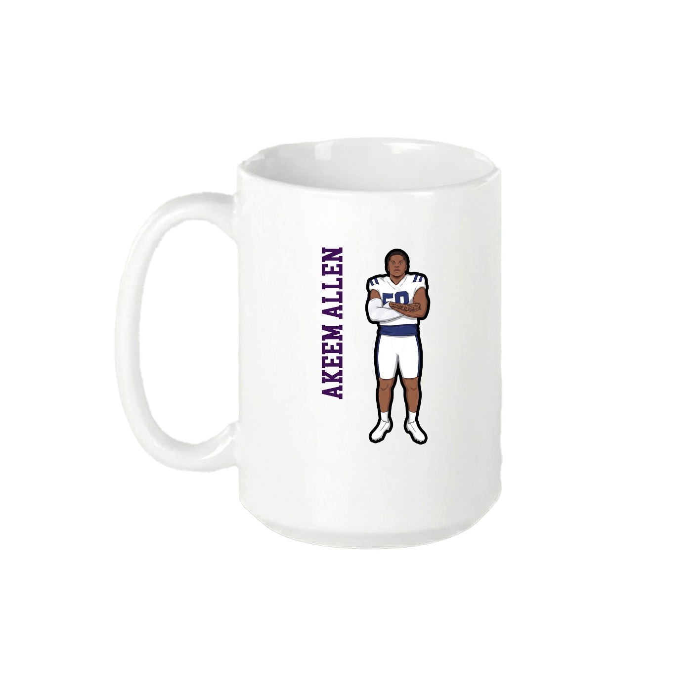 15oz Coffee Mug — Name Vertical in White