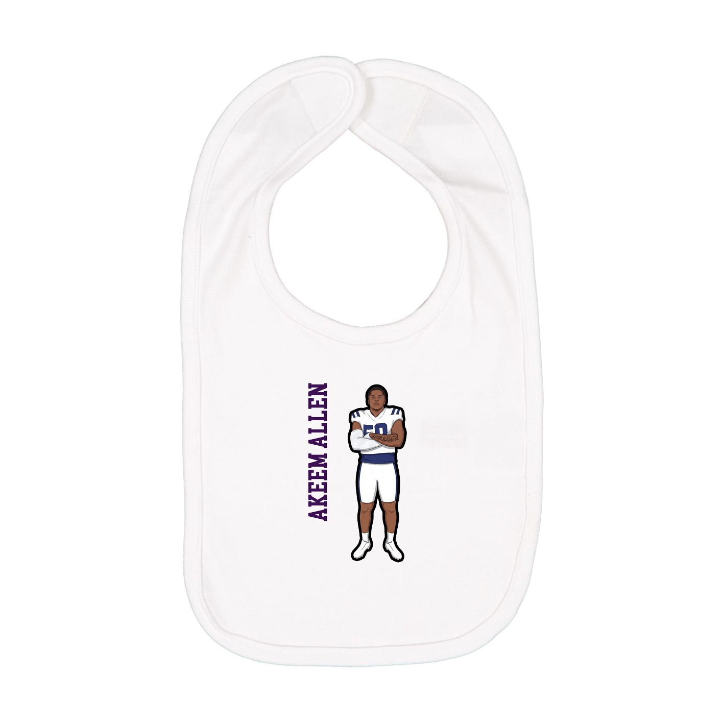 Infant Bib — Name Vertical in White