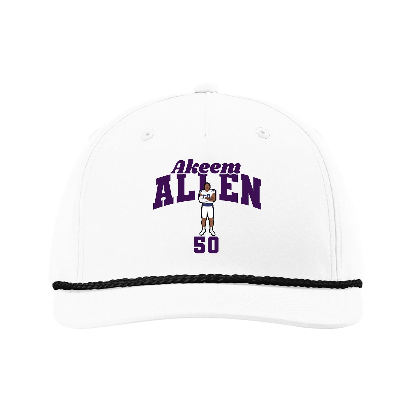 Five-Panel Classic Rope Cap — Signature Arch in White