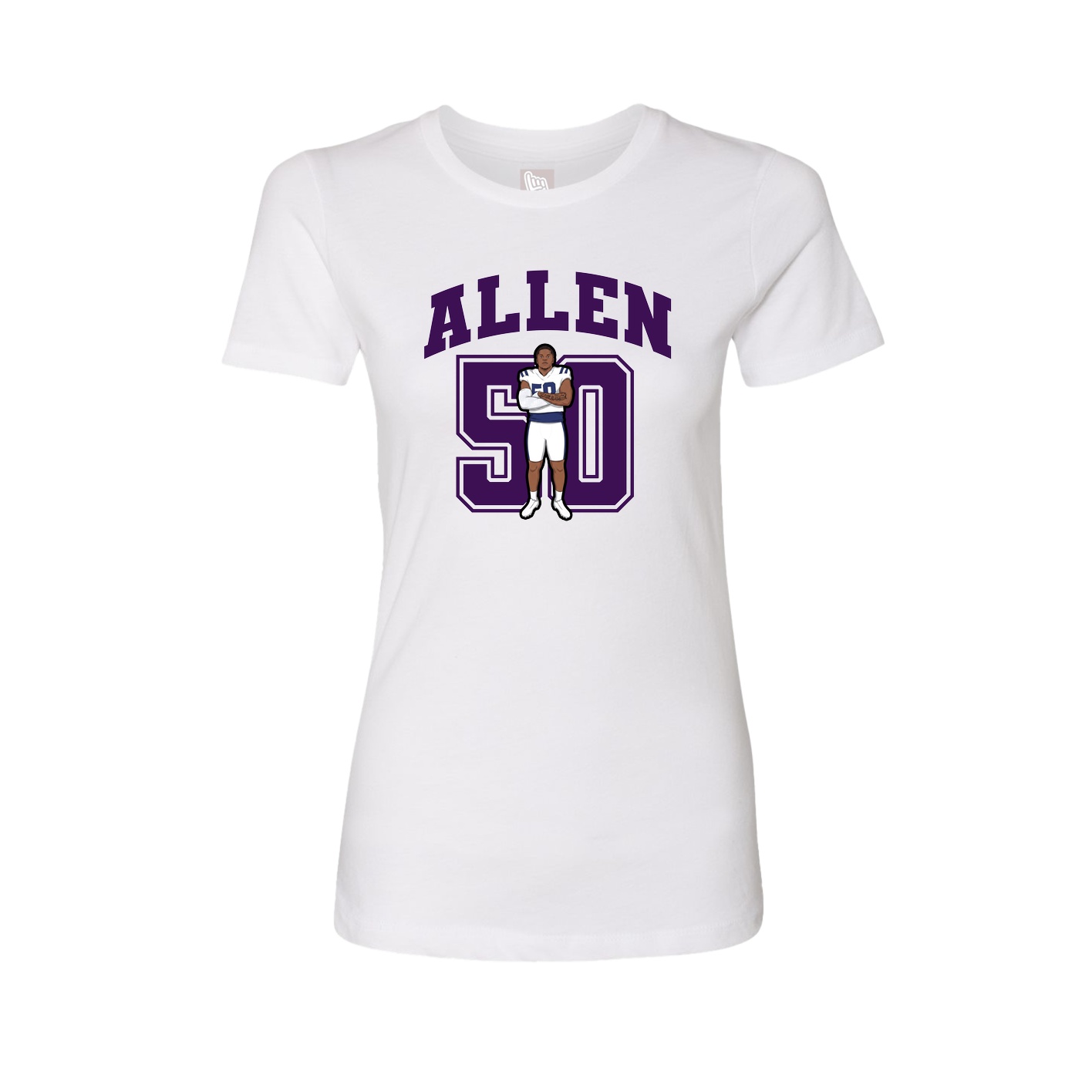 Fitted Women's Tee — Number in White