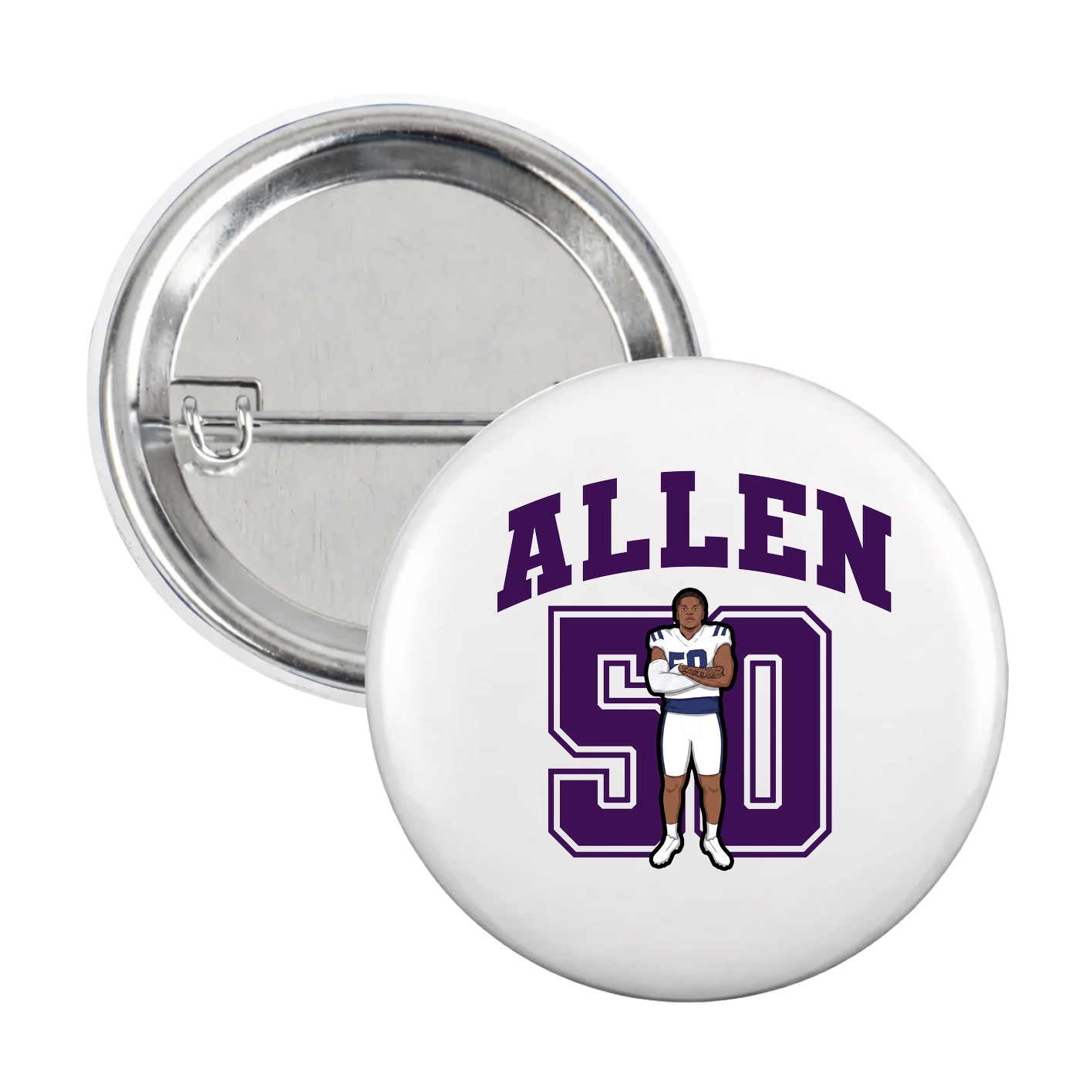 Game Day Button — Number in White