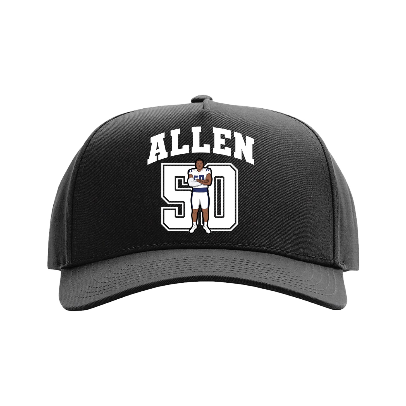 Full Fabric Five-Panel Champ Cap — Number in Black