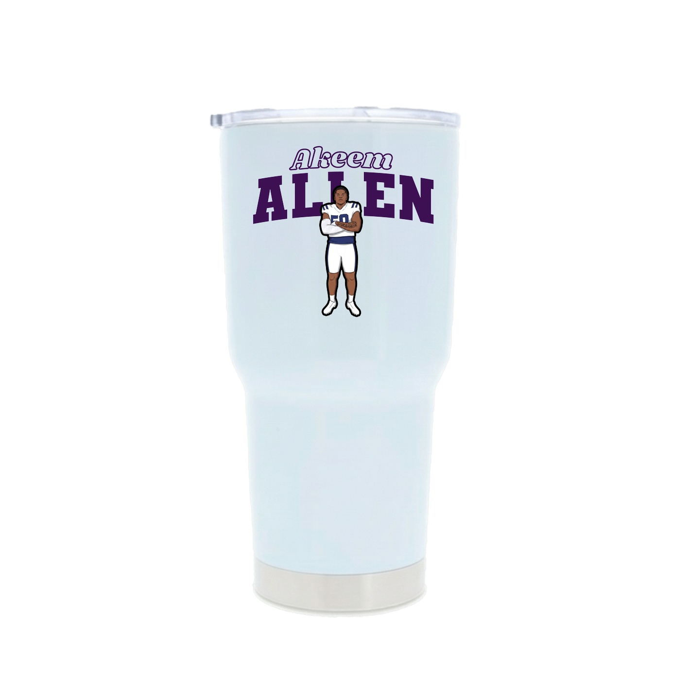 30oz Stainless Steel Tumbler — Name Arch in White