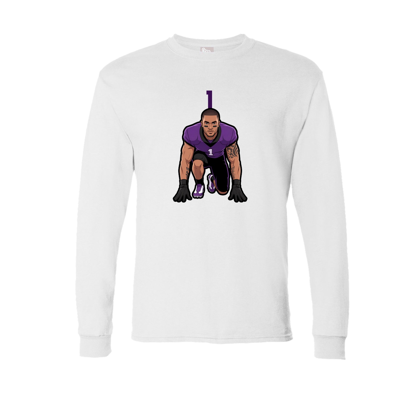 Long Sleeve Tee — Number Top in White