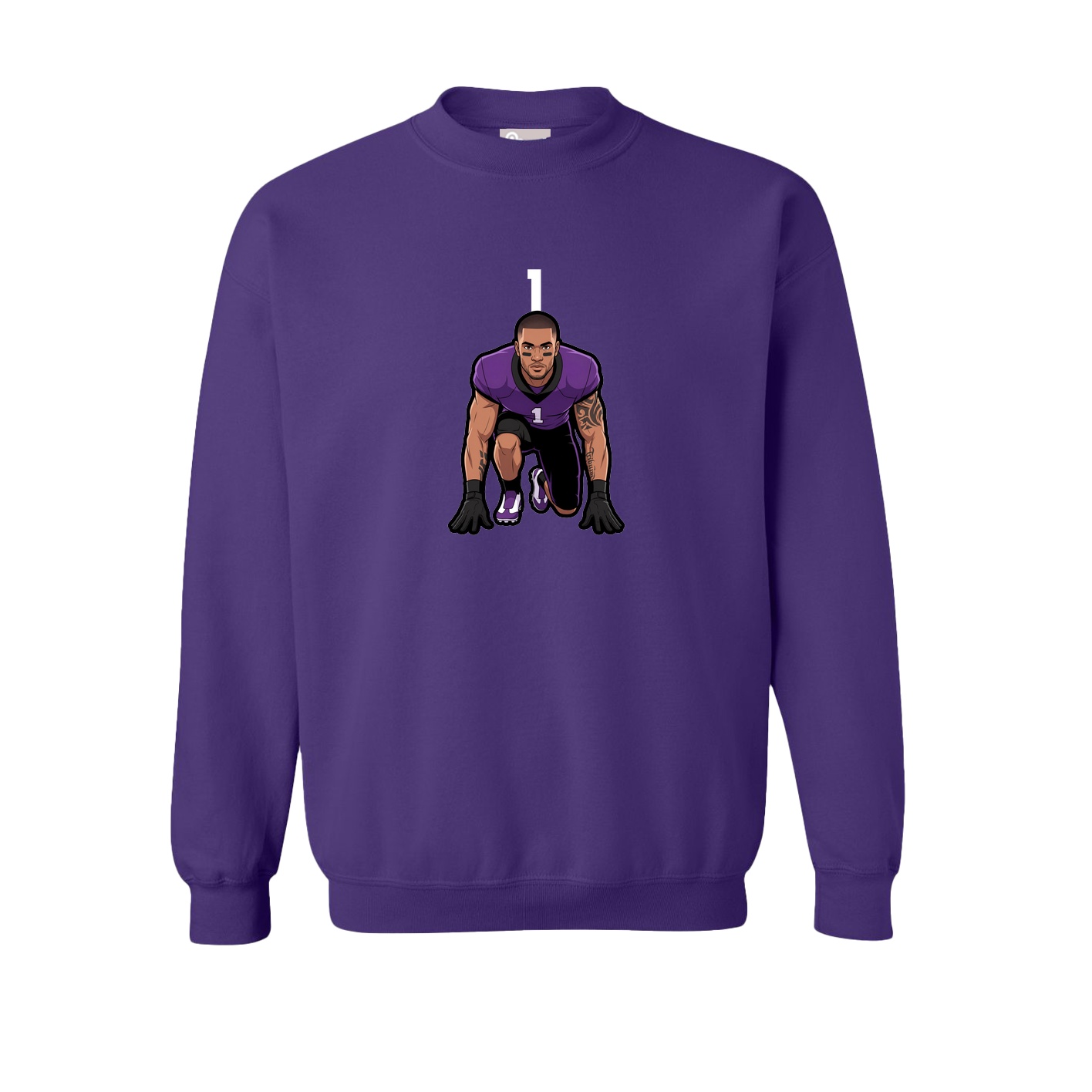 Fleece Crew — Number Top in Purple
