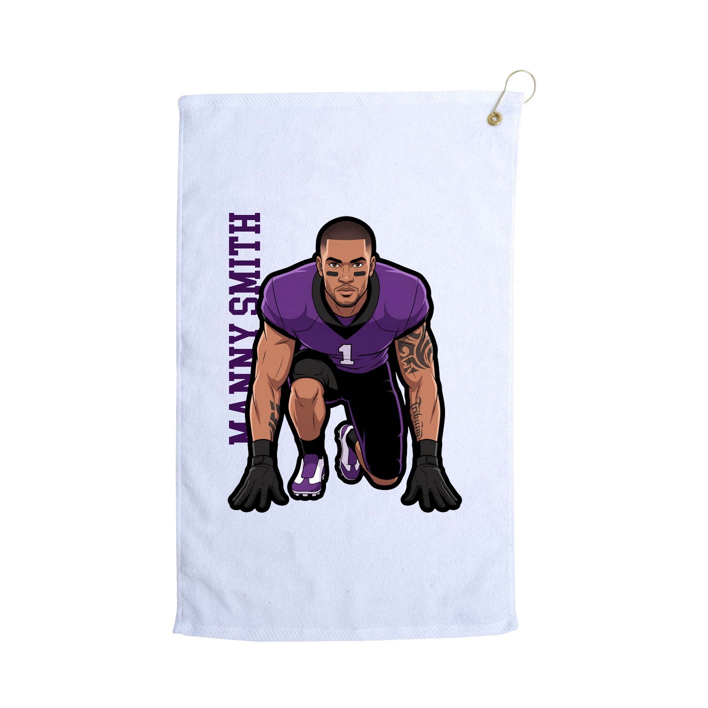 Golf Towel — Name Vertical in White