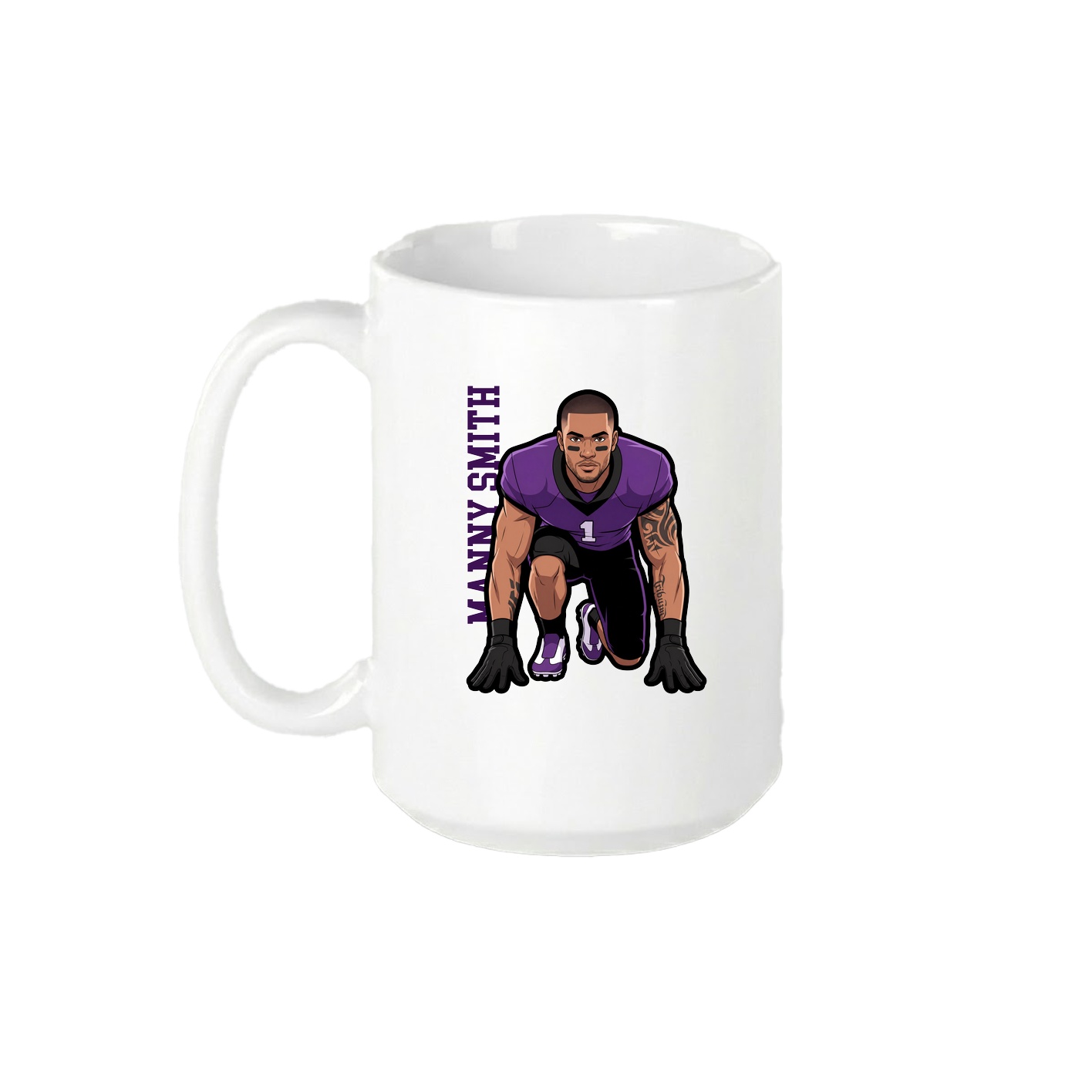15oz Coffee Mug — Name Vertical in White