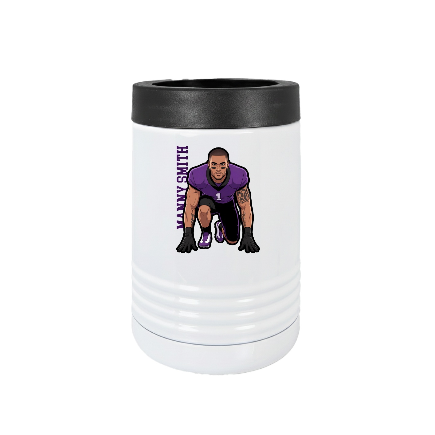 Beverage Holder — Name Vertical in White