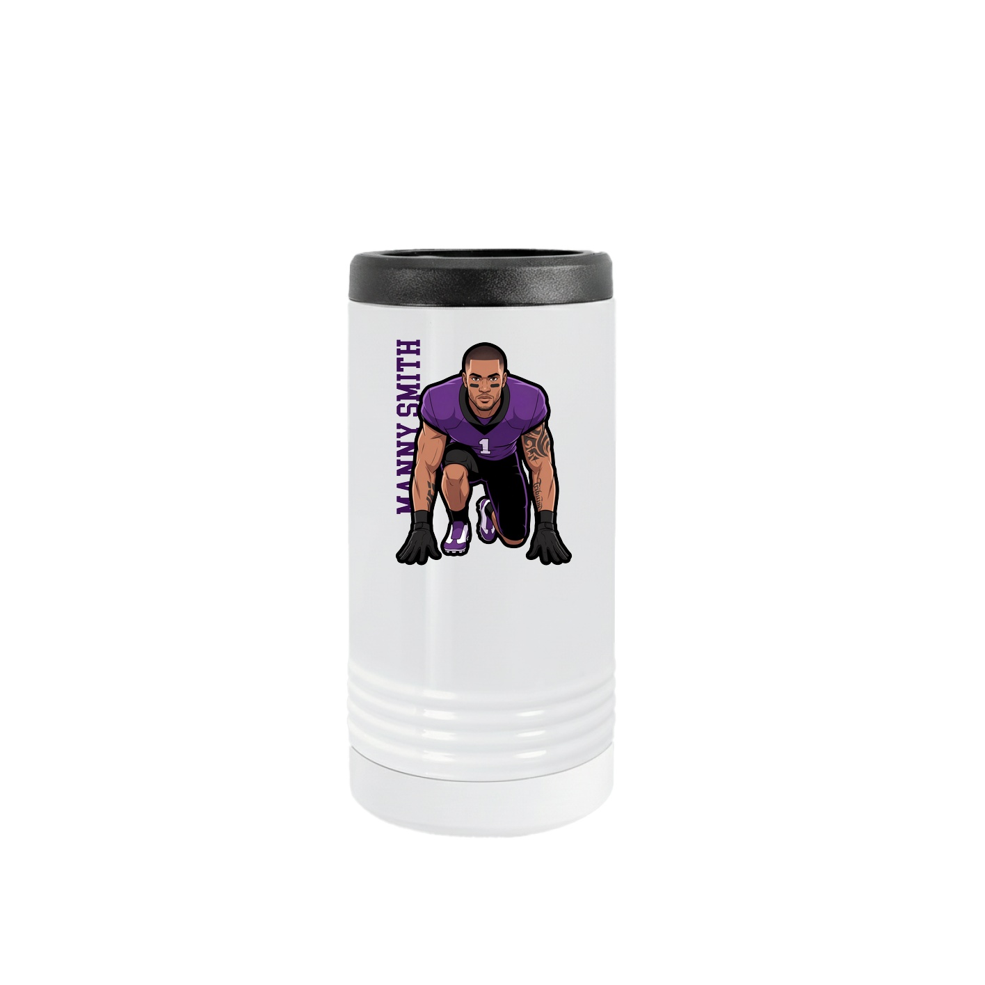 Slim Beverage Holder — Name Vertical in White