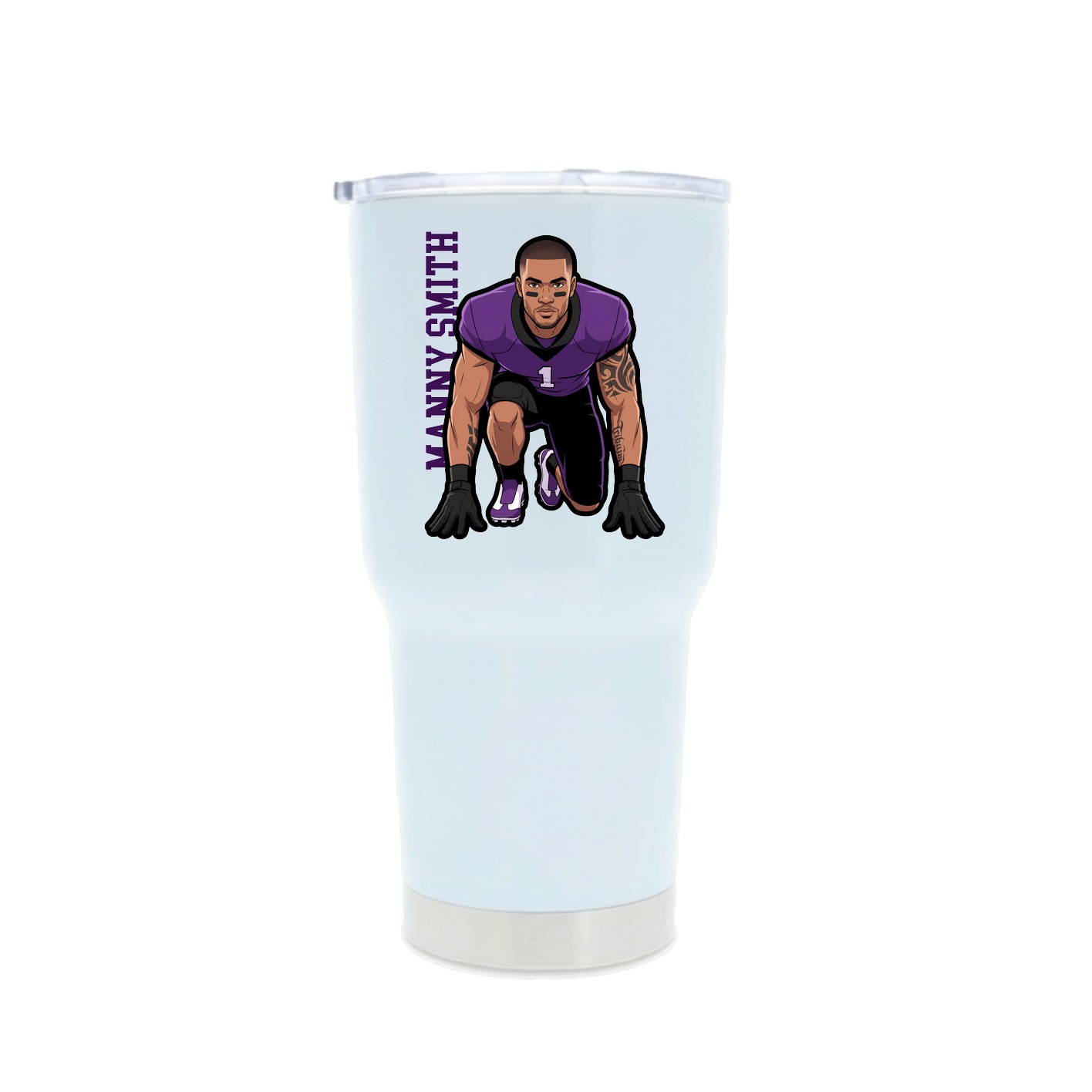30oz Stainless Steel Tumbler — Name Vertical in White