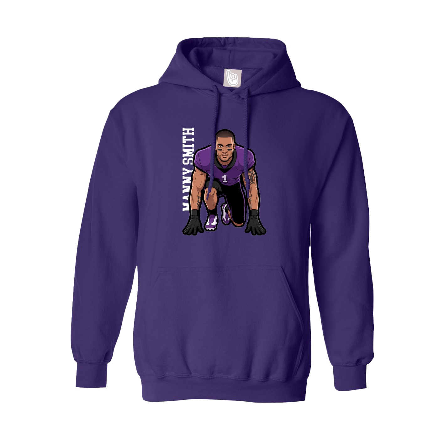 Hoodie — Name Vertical in Purple