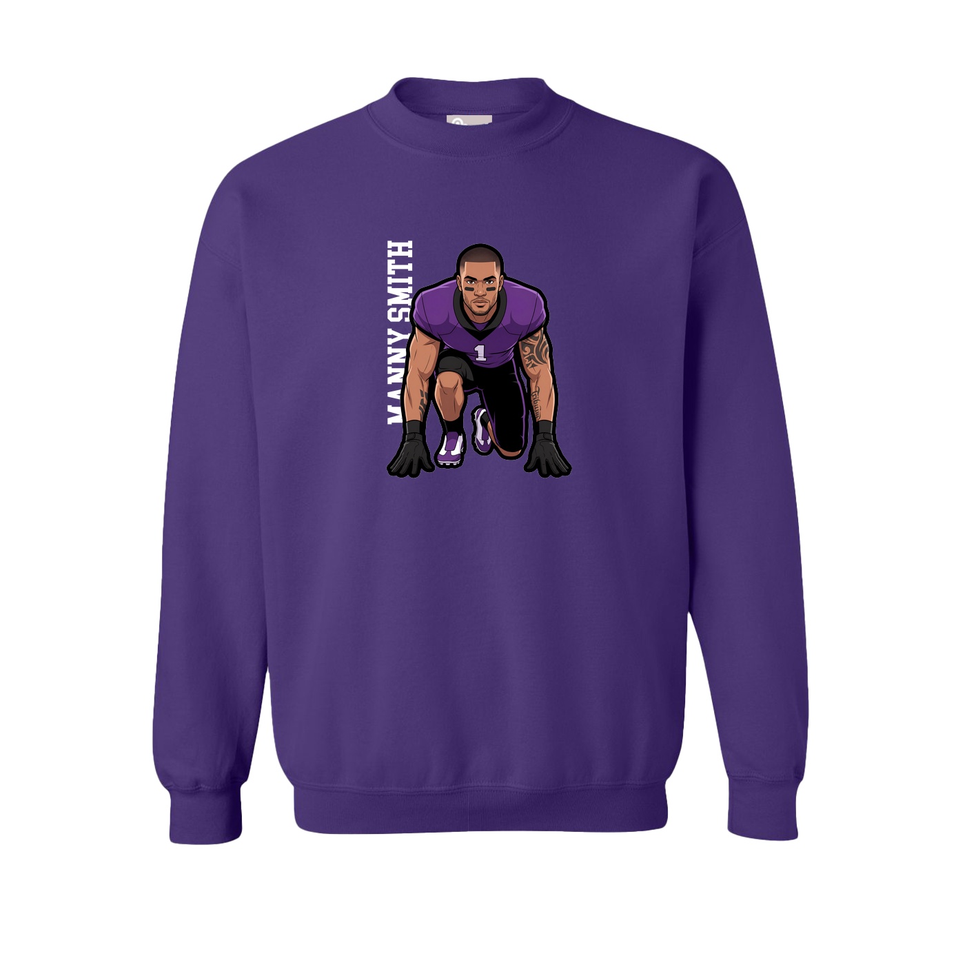 Fleece Crew — Name Vertical in Purple