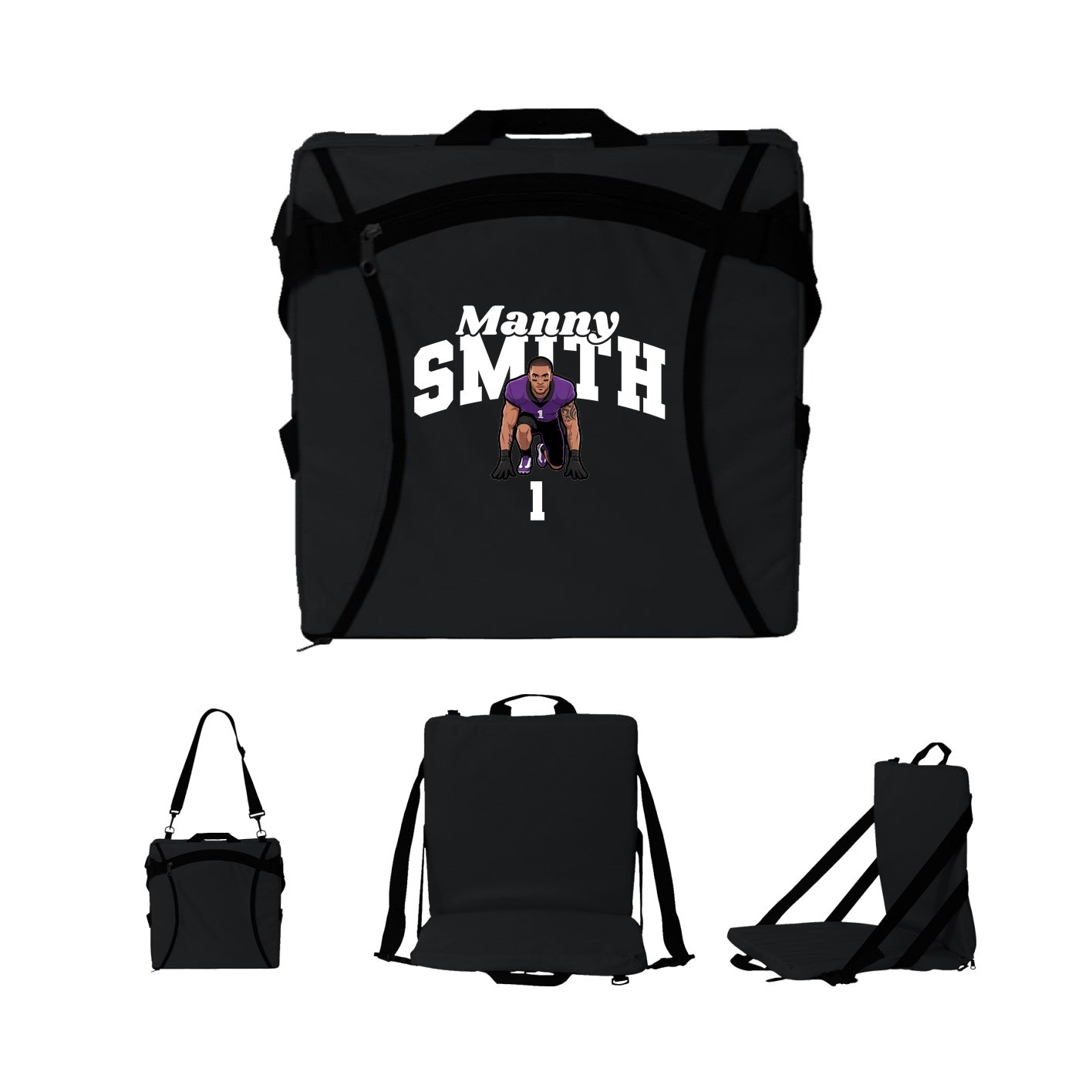 Folding Stadium Seat — Signature Arch in Black