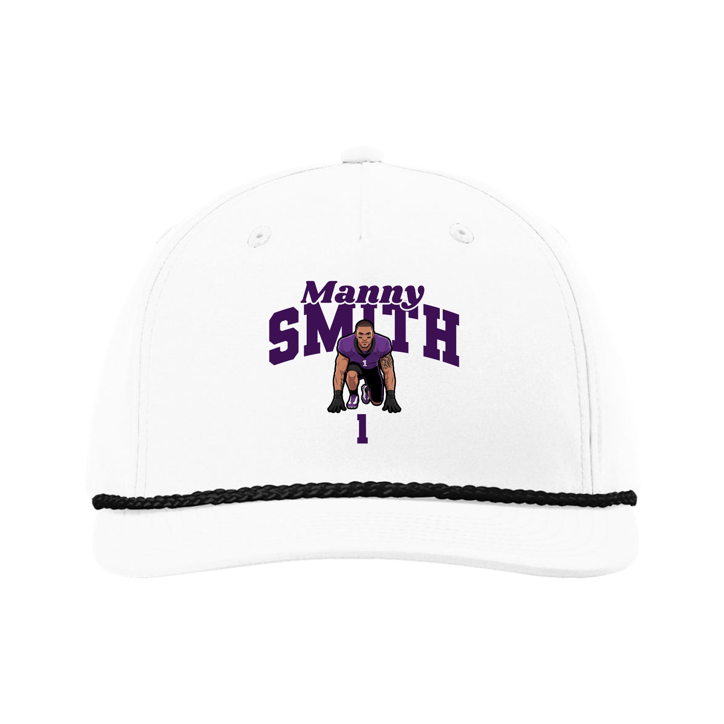 Five-Panel Classic Rope Cap — Signature Arch in White