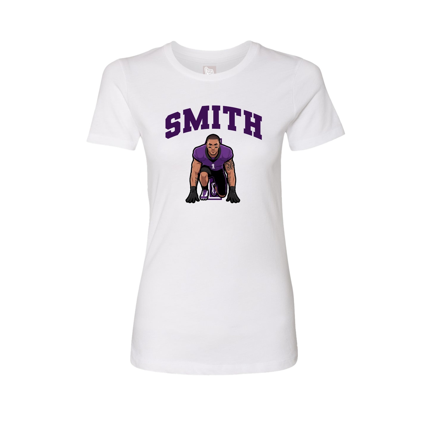 Fitted Women's Tee — Number in White