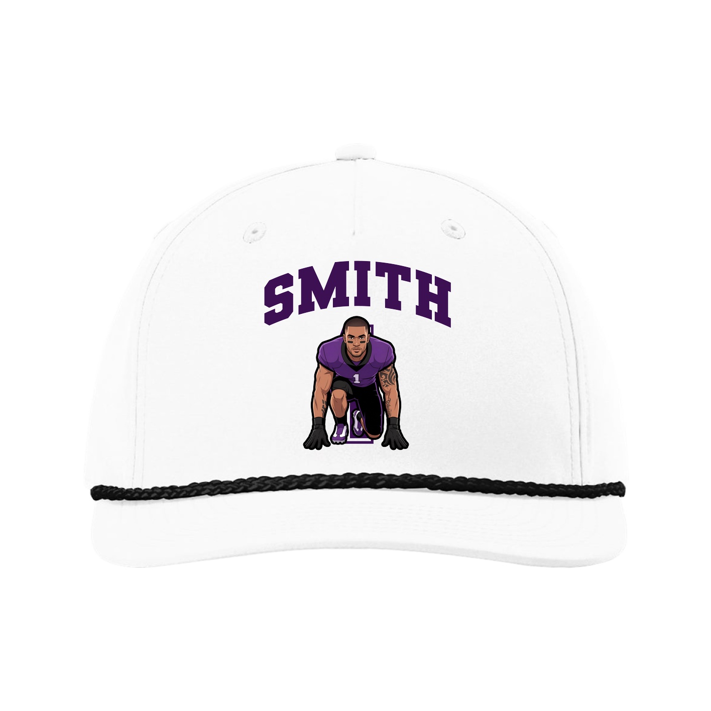 Five-Panel Classic Rope Cap — Number in White