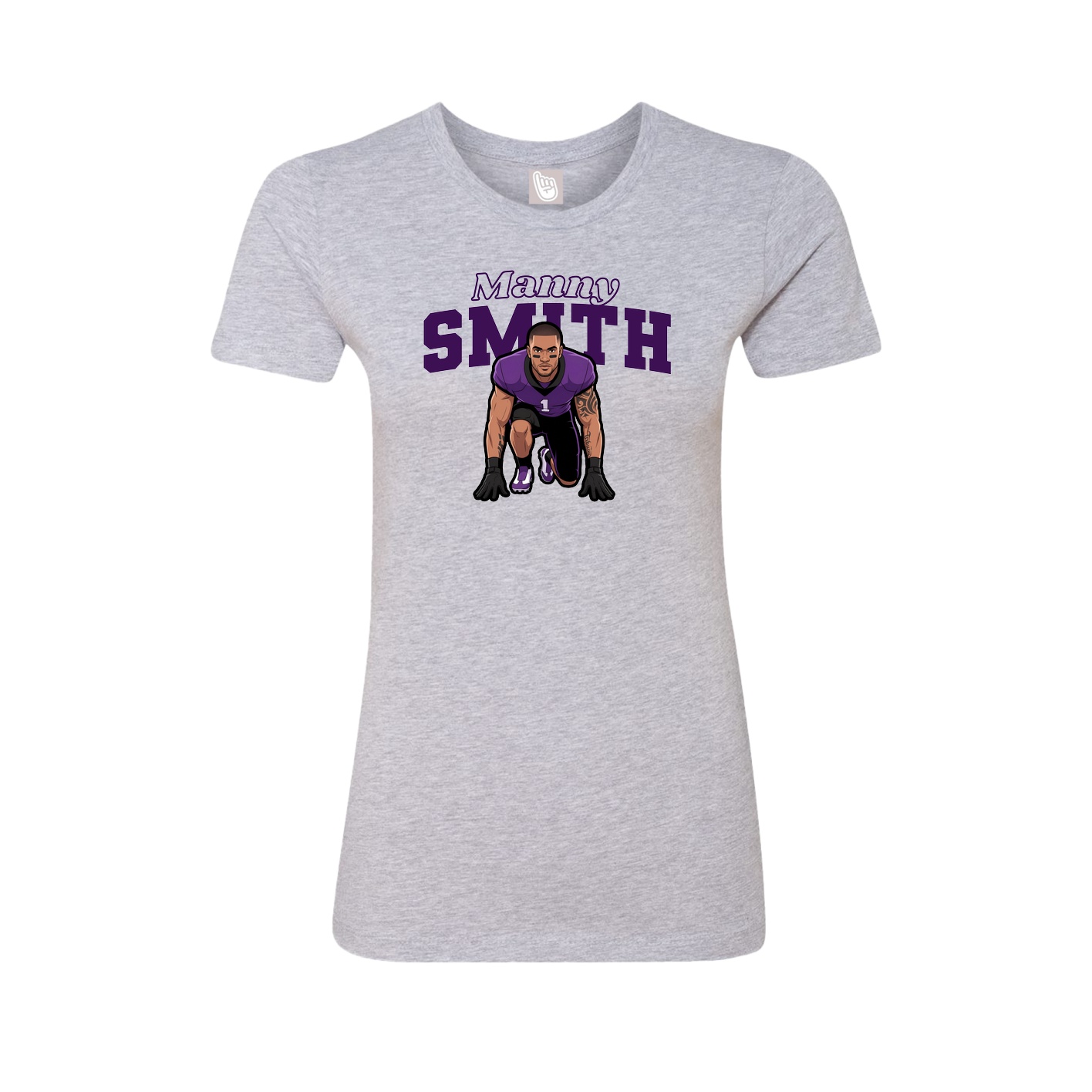 Fitted Women's Tee — Name Arch in Grey