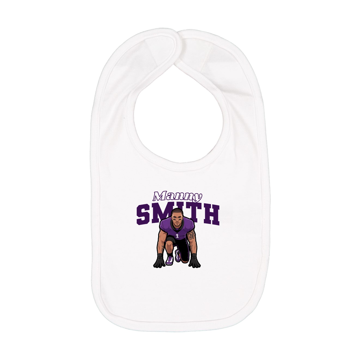 Infant Bib — Name Arch in White