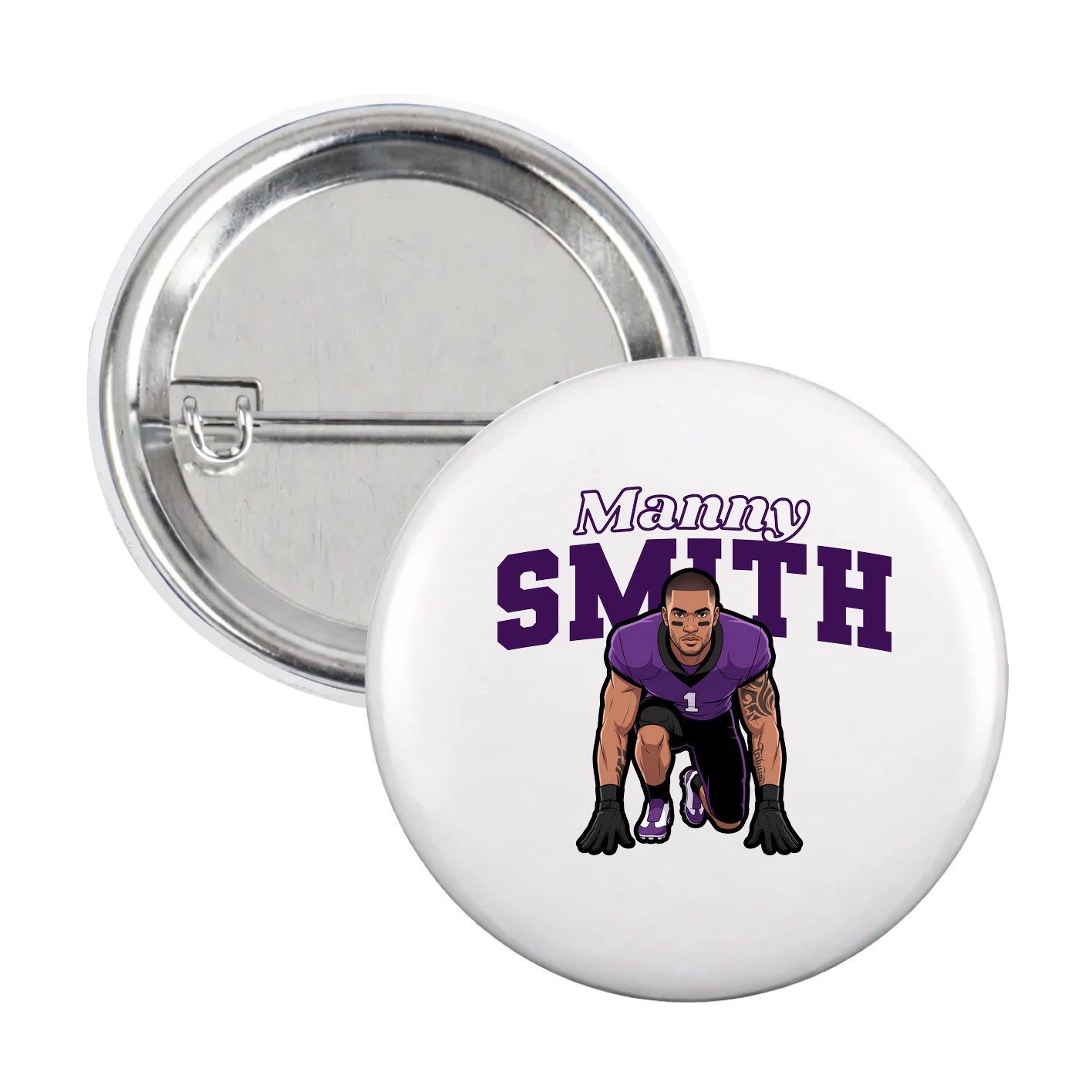 Game Day Button — Name Arch in White