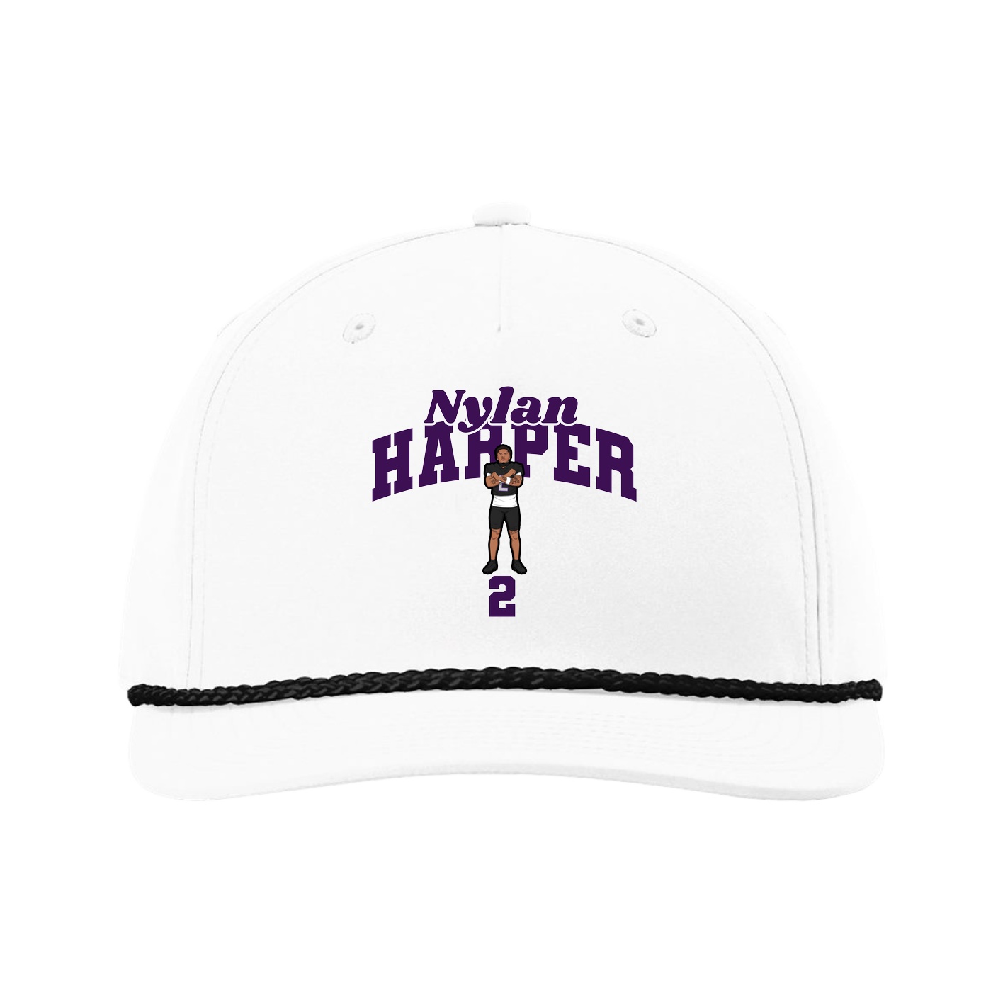 Five-Panel Classic Rope Cap — Signature Arch in White